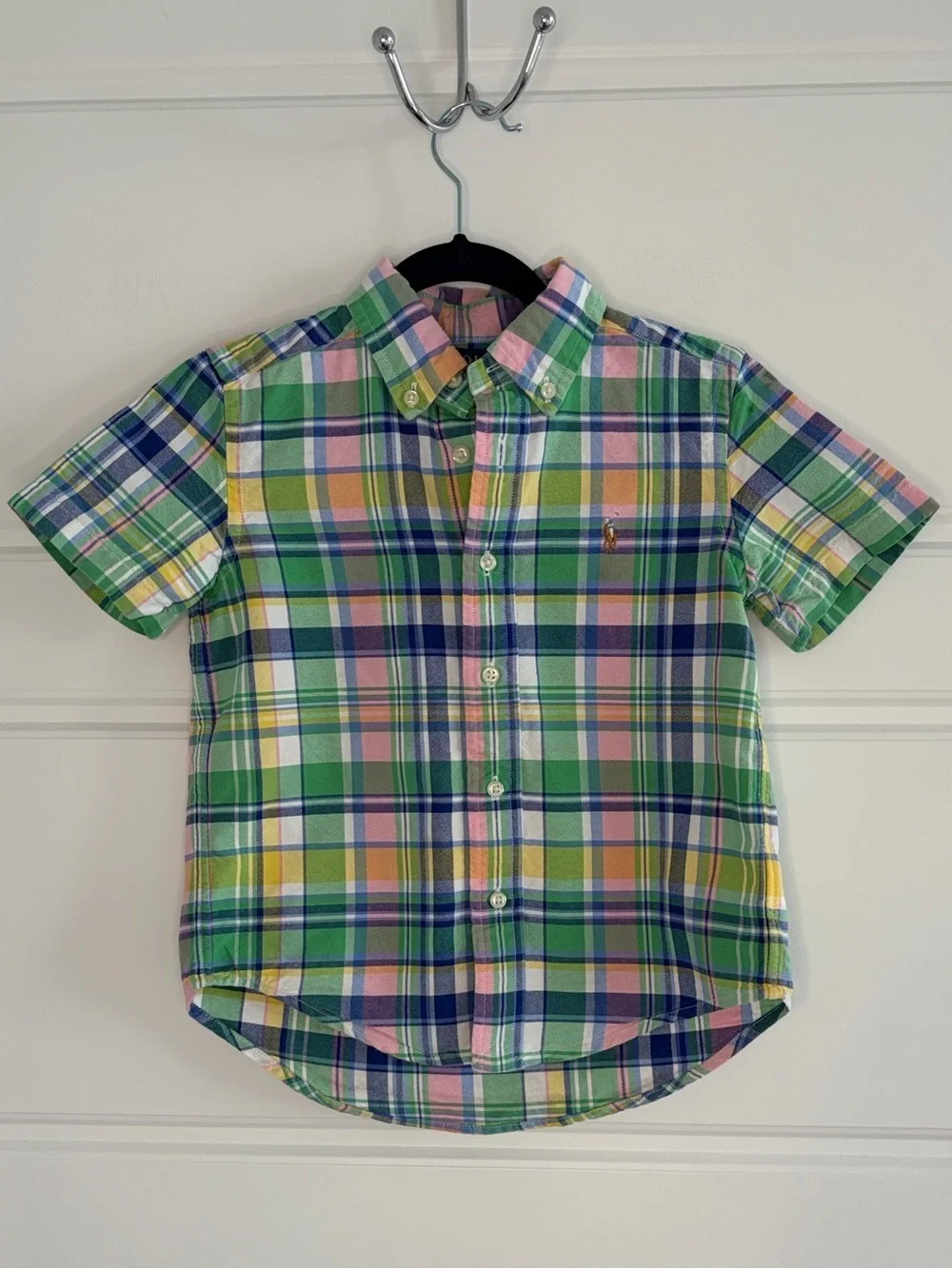 Polo Ralph Lauren Boys 4 Plaid Cotton Button Down Short Sleeve Shirt Preppy